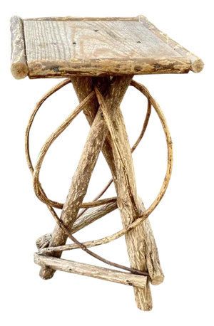 Antique Early 20th Century Adirondack Bent Willow Accent Table