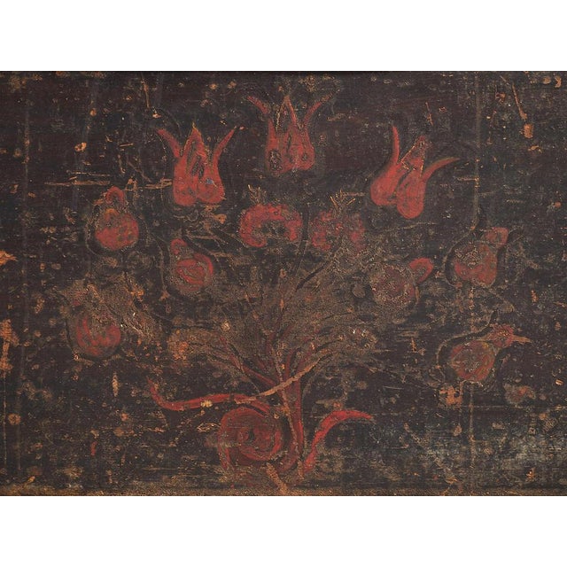 Antique Long Trunk with Painted Floral Motifs, 1876 For Sale - Image 12 of 17