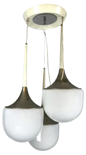 Vintage Italian Glass & Metal Ceiling Lamp from Esperia, 1970s
