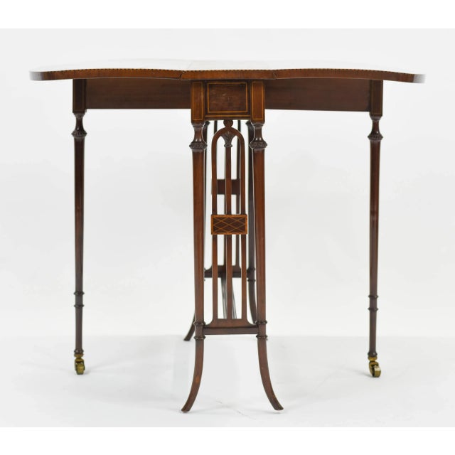 Antique Gate Leg Table With Banded Inlay For Sale - Image 4 of 11