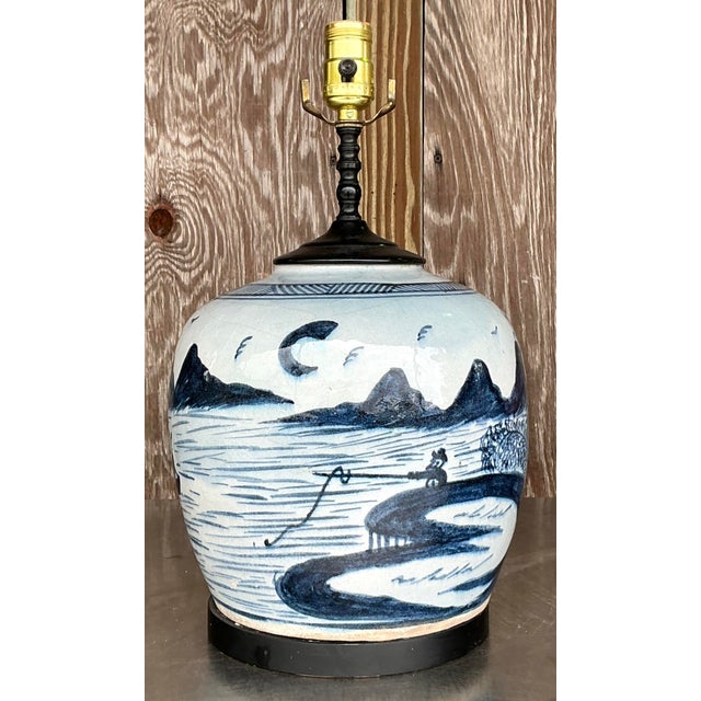 Add a touch of timeless elegance to your decor with this Vintage Asian Crackle Finish Lamp. Perfect for American-style...