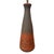 A striking pair of mid century pottery lamps featuring conical silhouettes, textured ceramic surfaces, and warm...