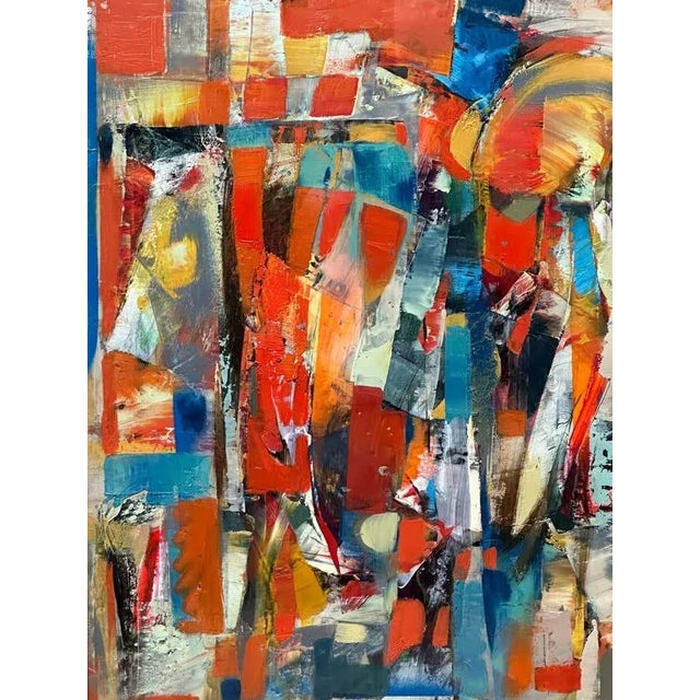 Colourful Red, Blue and Yellow Abstract Painting by Vahan Yervadyan For Sale - Image 4 of 12