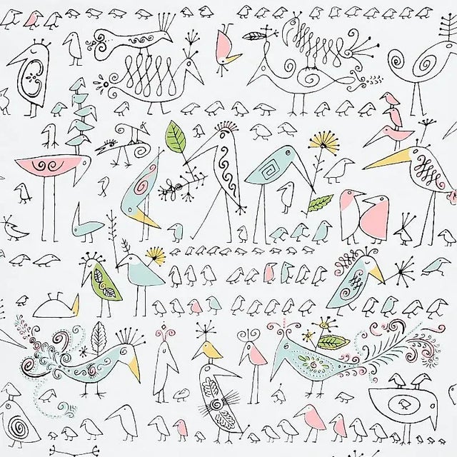 Schumacher Sample - Schumacher Aviary Wallpaper in Soft Multi For Sale - Image 4 of 4