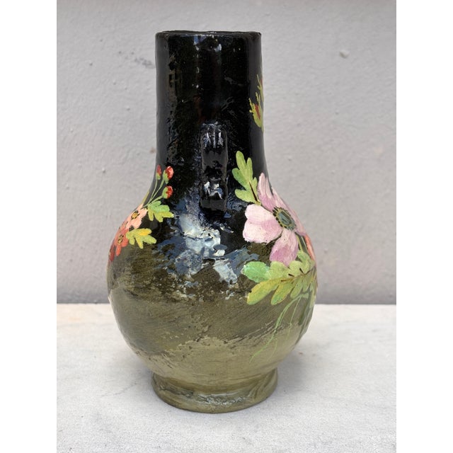 19th Century French Flowers Majolica Vase Theodore Lefront For Sale - Image 4 of 8