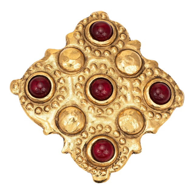Chanel Collection 23 Gripoix Brooch Victoire de Castellane c1980s Yellow Tone For Sale
