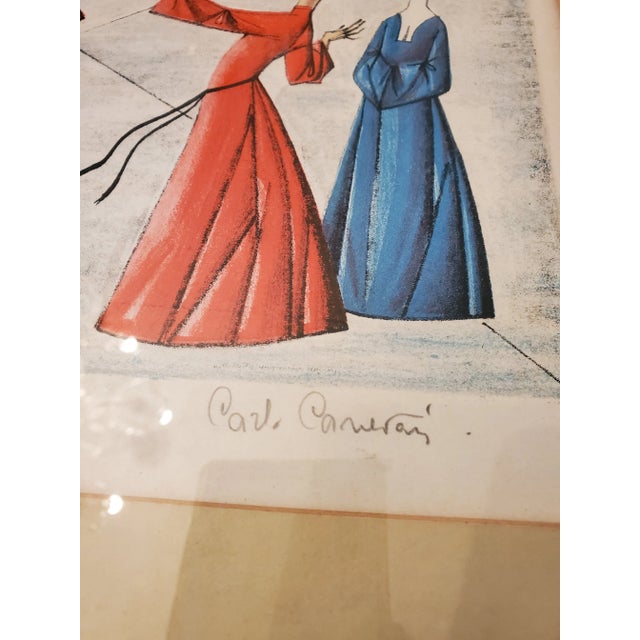 1950s Vintage Mid Century Modern Dancing Cardinals Balloon Lithograph, Framed For Sale - Image 10 of 11