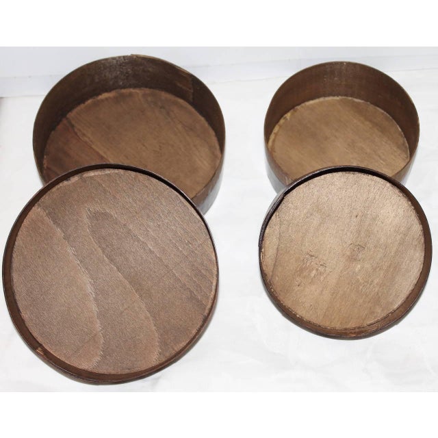 Early 20th Century Early 20th Century Pair of Folky Thread and Buttons Painted Pantry Boxes For Sale - Image 5 of 5