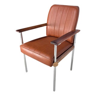 Armchair in Brown Real Leather & Rosewood by Sven Ivar Dysthe for Dokka For Sale