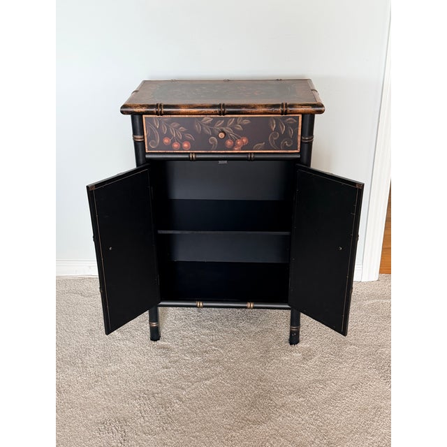 Chinoiserie Paint Decorated Faux Bamboo Cabinet For Sale In Savannah - Image 6 of 13