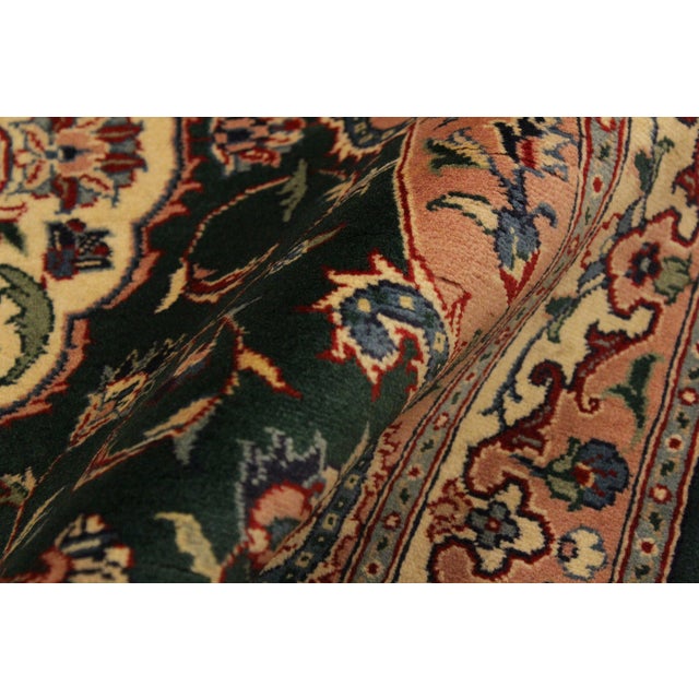 Medallion 1990's Kashan Pak-Persian Green/Ivory Wool Rug - 2'6'' X 4'1'' For Sale In New York - Image 6 of 9