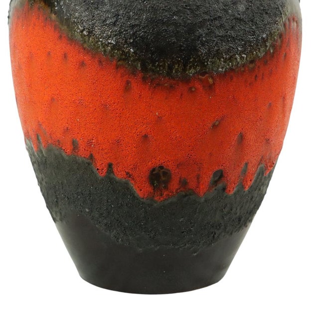 Black Large Orange Fat Lava Vase from Carstens Tönnieshof, West Germany, 1960s For Sale - Image 8 of 11
