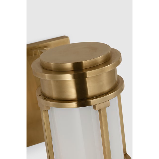 Brass Chapman & Myers for Visual Comfort Signature Gracie Tall Bracketed Sconce in Antique-Burnished Brass with White Glass For Sale - Image 8 of 10