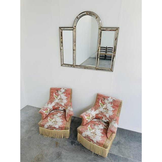 Upholstered Slipper Lounge Chairs Depicting Pheasants and Peon, Set of 2 For Sale - Image 10 of 13
