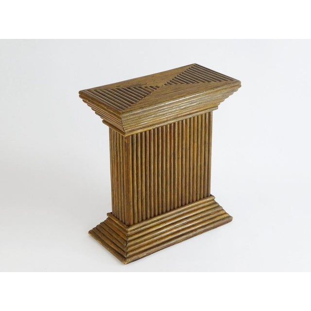Wood Vintage Italian Rattan Pedestal in Rectangular Shape For Sale - Image 7 of 9