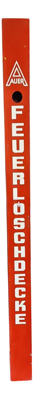 Mid-Century Industrial Fire Department Wall Cabinet in Red Lacquered Sheet Metal with White Lettering from Auer, 1960s