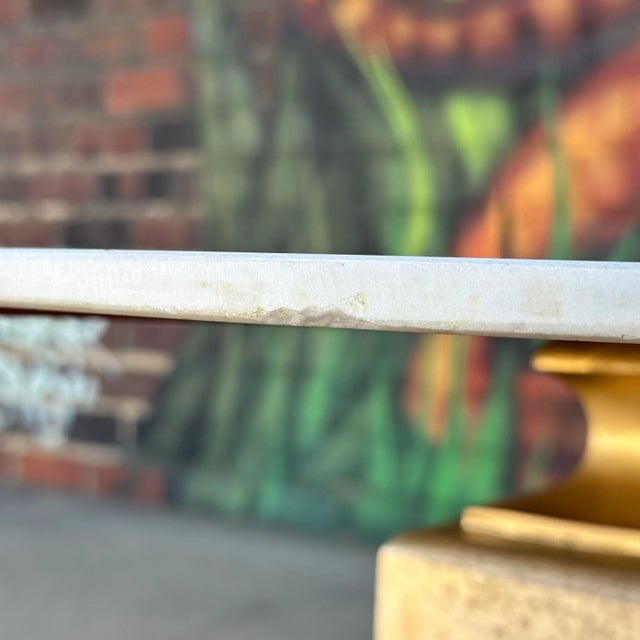 Stone Italian Palladio Accent Table With Round Carrara Marble Top For Sale - Image 7 of 12