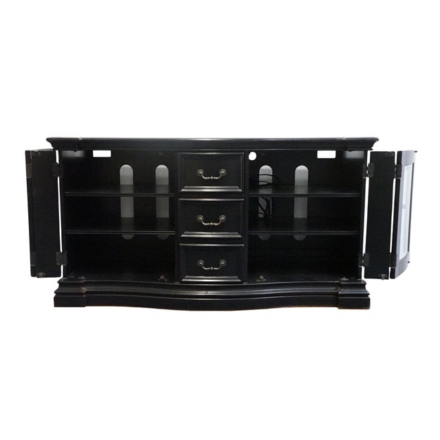 Early 21st Century Hooker Furniture Black Painted Contemporary Modern 61" Media Console Cabinet 429-55-480 For Sale - Image 5 of 14