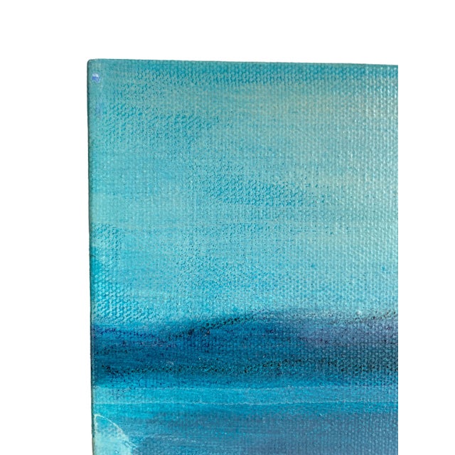 2010s Coastal Contemporary Dreamscape – Large Abstract Seascape Painting in Cerulean Blue & Aqua Tones for Modern Interiors For Sale - Image 5 of 13