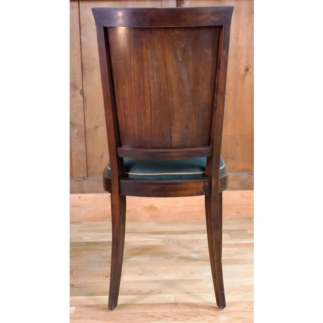 Art Deco Wooden Armchairs in Green Imitation Leather, 1950, Set of 4 For Sale - Image 3 of 9