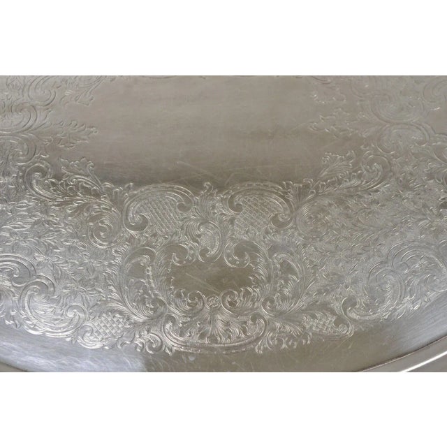 Silver Vintage Poole Silver Co. Lancaster Rose Victorian Style Serving Platter Tray For Sale - Image 8 of 13