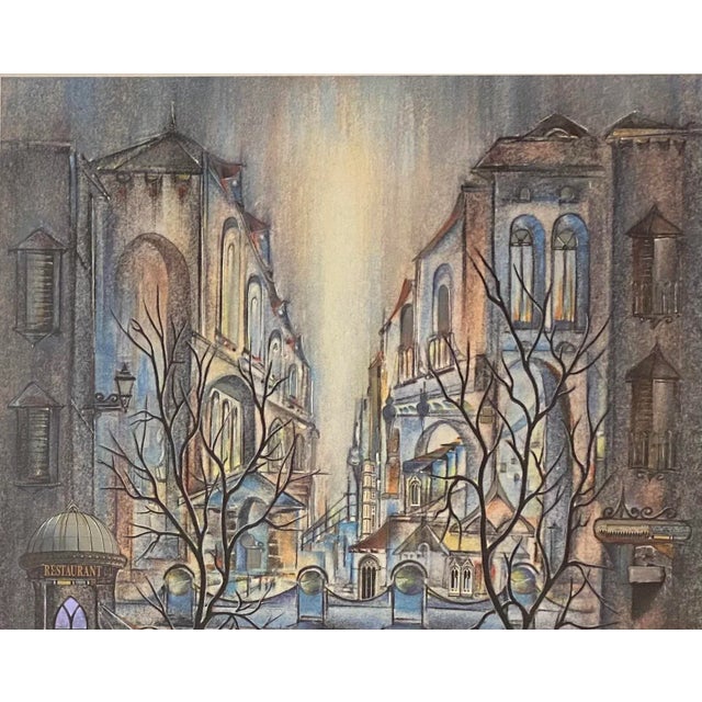 Armin Birkel "Blue City" Original Signed Lithograph With Metallic Embellishments For Sale - Image 4 of 7