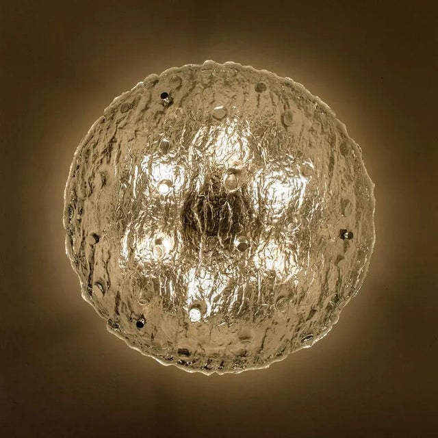 Gold Textured Wave Glass Flush Mount from Kaiser Leuchten, 1970s For Sale - Image 13 of 16