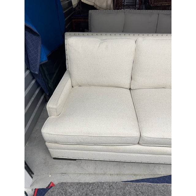 Contemporary White Kravet Furniture Company Large Living Room Sofa (2 Available) For Sale - Image 3 of 9