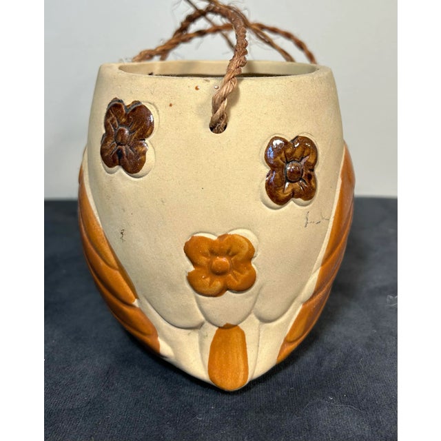Mid-Century Modern Vintage 1970’s Stoneware Pottery Figural Owl Hanging Planter For Sale - Image 3 of 8