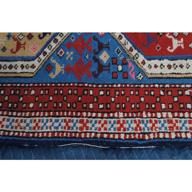 Hand Knotted Wool Geometric Diamond Medallion Tribal Animal Rug Runner 3' X 12' For Sale - Image 9 of 14