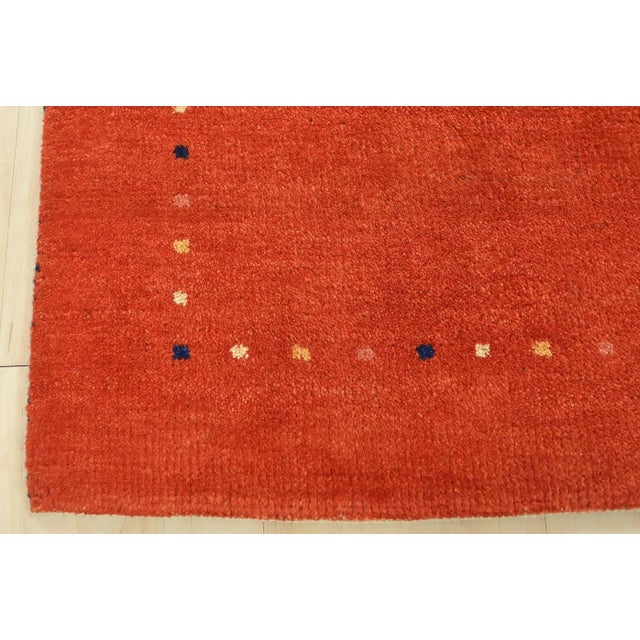 Textile Gabbeh Rug 3′ X 5’3” Red Wool Contemporary Hand-Knotted Carpet For Sale - Image 7 of 10