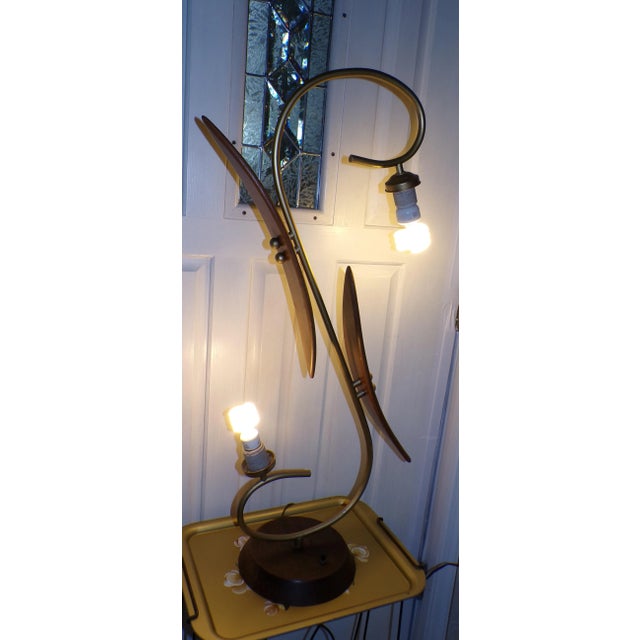 Vintage Mid Century Modern Sculptural Walnut Table Lamp Japan 1960's For Sale - Image 13 of 15