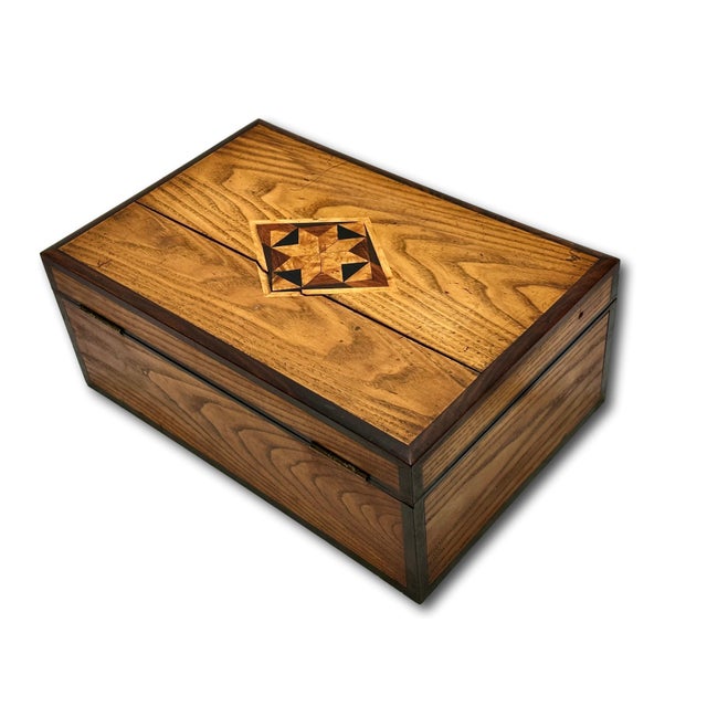 Outstanding Antique Hand Made American Chestnut & Genuine Rosewood Documant Box With Exotic Wood Inlays - Circa 1870s For Sale - Image 14 of 18