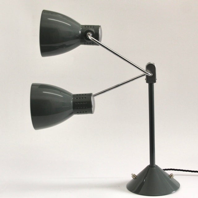 Jumo Model 800D! This desk lamp is made from chromed metal with two lacquered aluminium shades (diameter 13 cm) and base,...