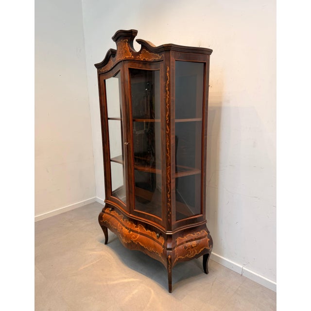 Vitrine Cabinet in Marquetry For Sale - Image 4 of 5