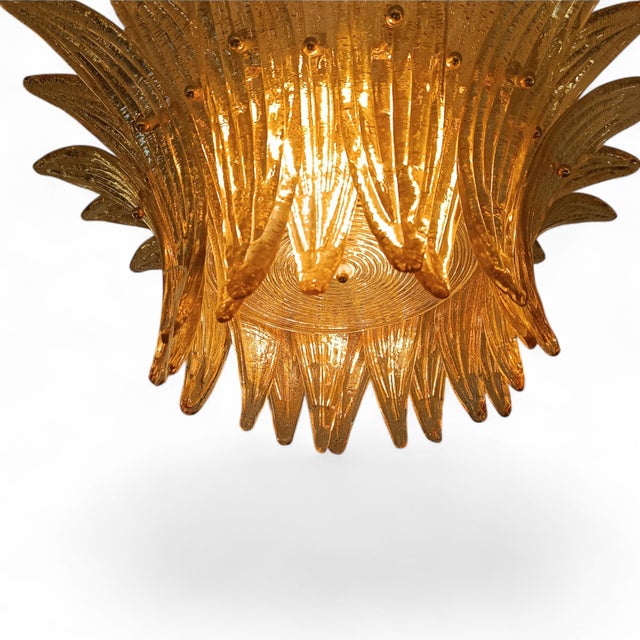 Mid-Century Modern Palmette Gold Murano Glass Ceiling Light from Barovier & Toso, 1950s For Sale - Image 3 of 6