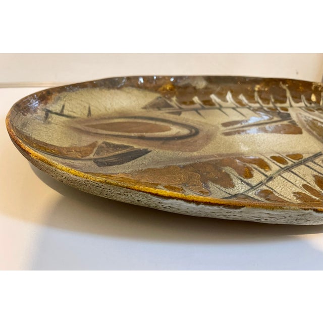 Mid 20th Century Large Hand Painted Abstract Ceramic Platter Stamped Madoura Plein Feu Brutalist For Sale - Image 16 of 16