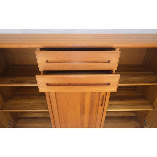 Solid Teak Danish Mid Century Modern 45" Tall 3 Door Compartment Credenza MINT For Sale - Image 13 of 15