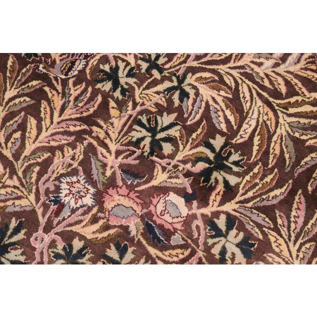 Shabby Chic 1990's Floral Pak-Persian Brown/Gray Wool Round Rug- 8'0'' X 8'3'' For Sale - Image 4 of 9