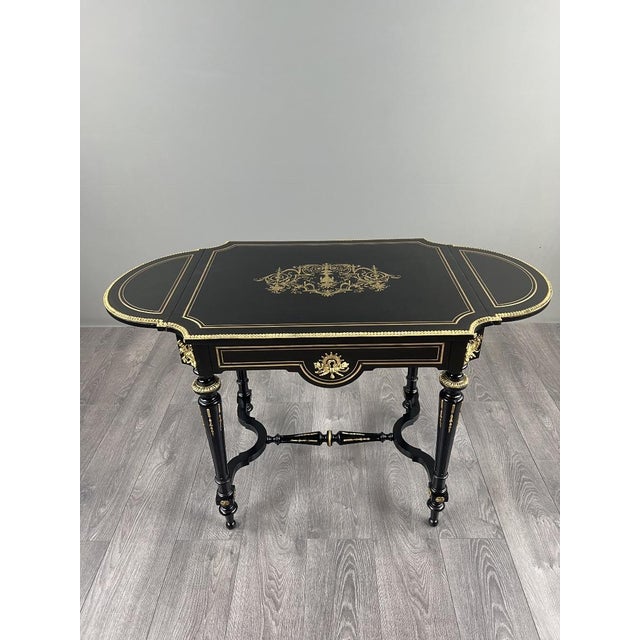 Wood 19th Century Napoleon III Drop-Leaf Coffee Table For Sale - Image 7 of 13
