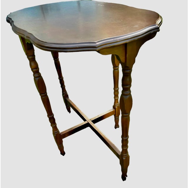 This table is solid wood. It is light weight and of solid construction. It makes a perfect side or end table for a parlor,...