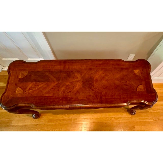 1990s Traditional French Provincial Style Inlaid Burl Wood Coffee & Sofa Table Set - 2 Pieces For Sale - Image 11 of 11