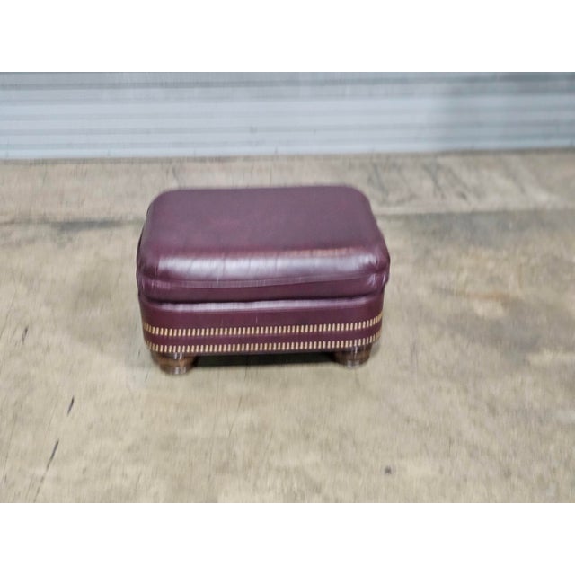 Late 20th Century Hancock & Moore Burgundy Leather Club Chair Arm Chair W Match Ottoman For Sale - Image 9 of 13
