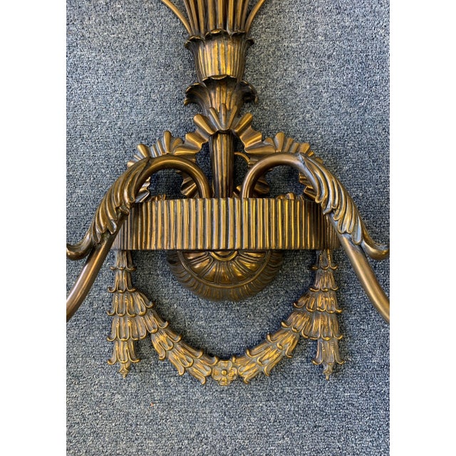 Vintage Large La Barge Hollywood Regency Style Brass 2-Light Wall Sconces - A Pair For Sale In West Palm - Image 6 of 11