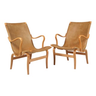Eva Lounge Chairs in Leather attributed to Bruno Mathsson, 1960s, Set of 2 For Sale