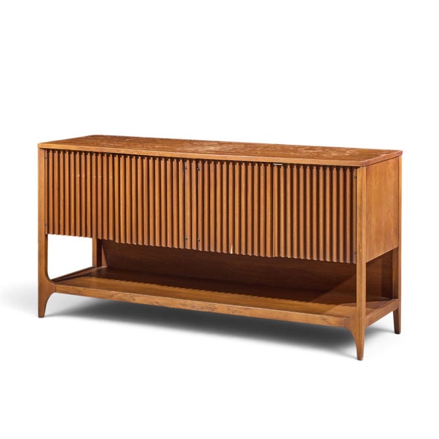 Mid-Century Modern Broyhill Brasilia Mid Century Walnut Fluted Credenza For Sale - Image 3 of 11