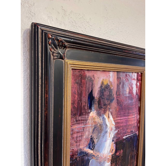 Abstract Remembering Mornings With You by Clyde Steadman | Oil Painting of a woman in a white dress For Sale - Image 3 of 3