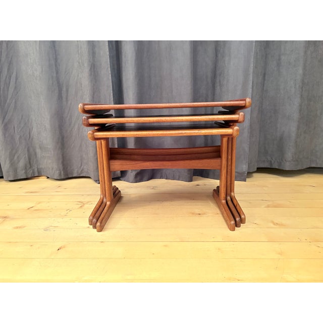 Brown Teak Tables, Denmark, 1960s, Set of 3 For Sale - Image 8 of 13