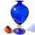 Elegant and large, vintage Murano hand blown rich sapphire blue and gold flecks diamond design Italian art glass flower...