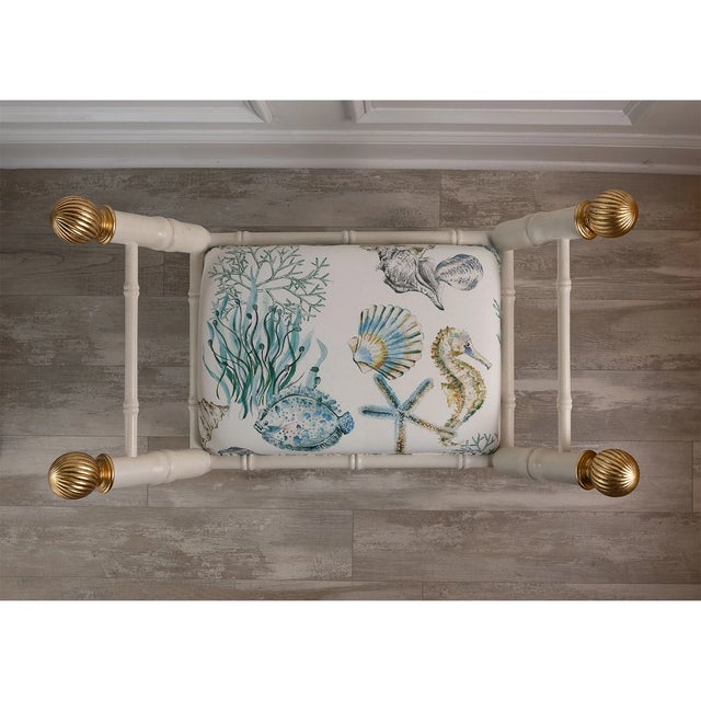 Metal Boca White Ocean Bamboo Bench For Sale - Image 7 of 9